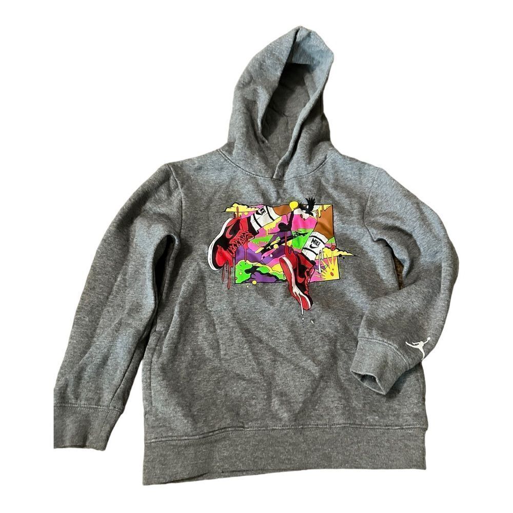 Jordan | Nike Air Boys Grey Pullover Hoodie Basketball | 7